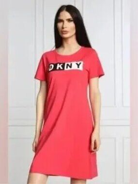 DKNY Sport Vibrant Orange Short Sleeve T-shirt Dress Sz Medium